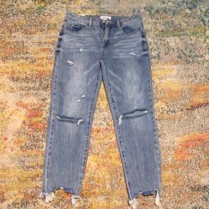 Distressed girlfriend jeans